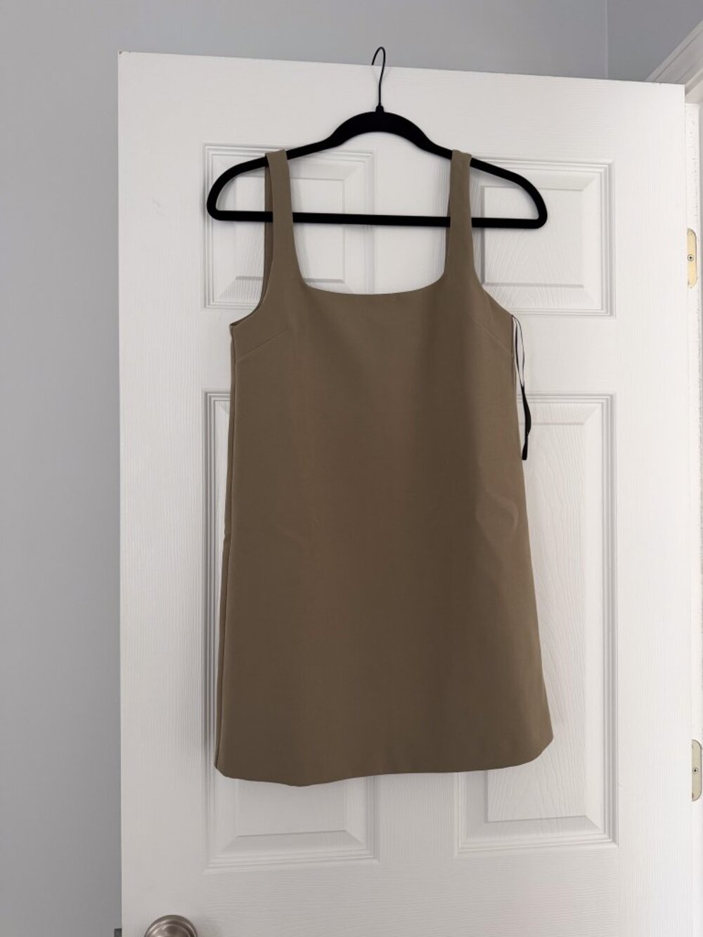H&M Khaki Square Neck A-Line Mini Dress